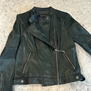 Black Rivet - Emerald green leather jacket size L